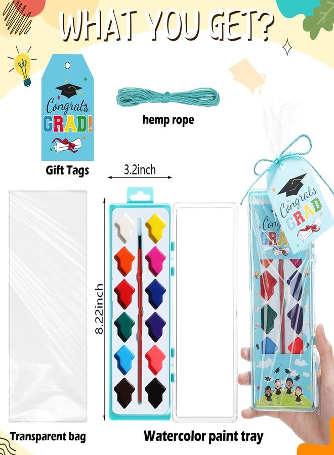 Sinload 24 Sets Back to School Student Gifts Watercolor Paint Set, 12 Vibrant Colors Washable Paint Kit with Brushes Goodie Bag Gift Tag String for First Day Party Favor Preschool Kindergarten Prizes - Image 3